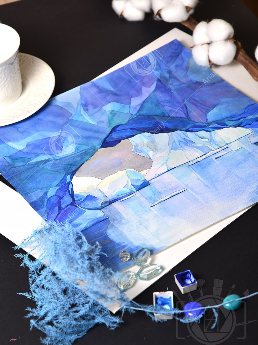 Ледяная арка. Антарктида. ФотоКисточка. Акварель. Арт-галерея картин Анастасии Дерий