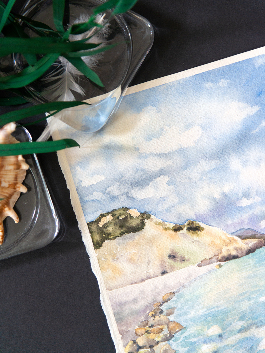 Бирюзовое море. Крит. ФотоКисточка. Акварель. Арт-галерея картин Анастасии Дерий