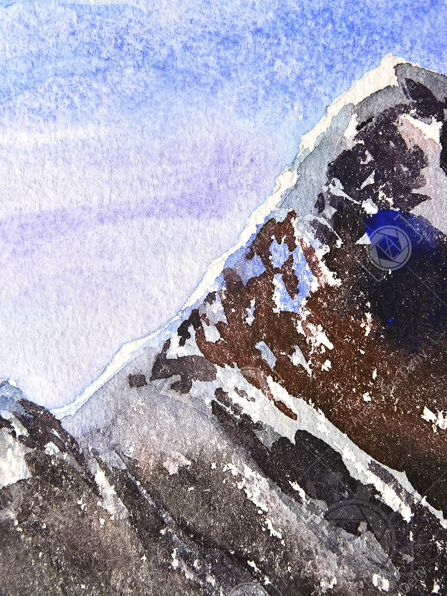 Вьюга в горах. ФотоКисточка. Акварель. Арт-галерея картин Анастасии Дерий