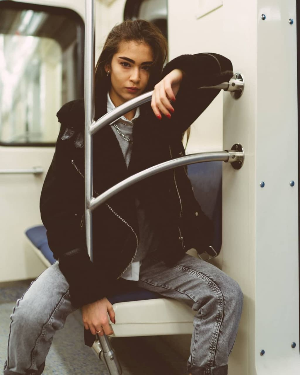 Farida in the subway. New York photographer RINAT SHAHMETOV in New York city