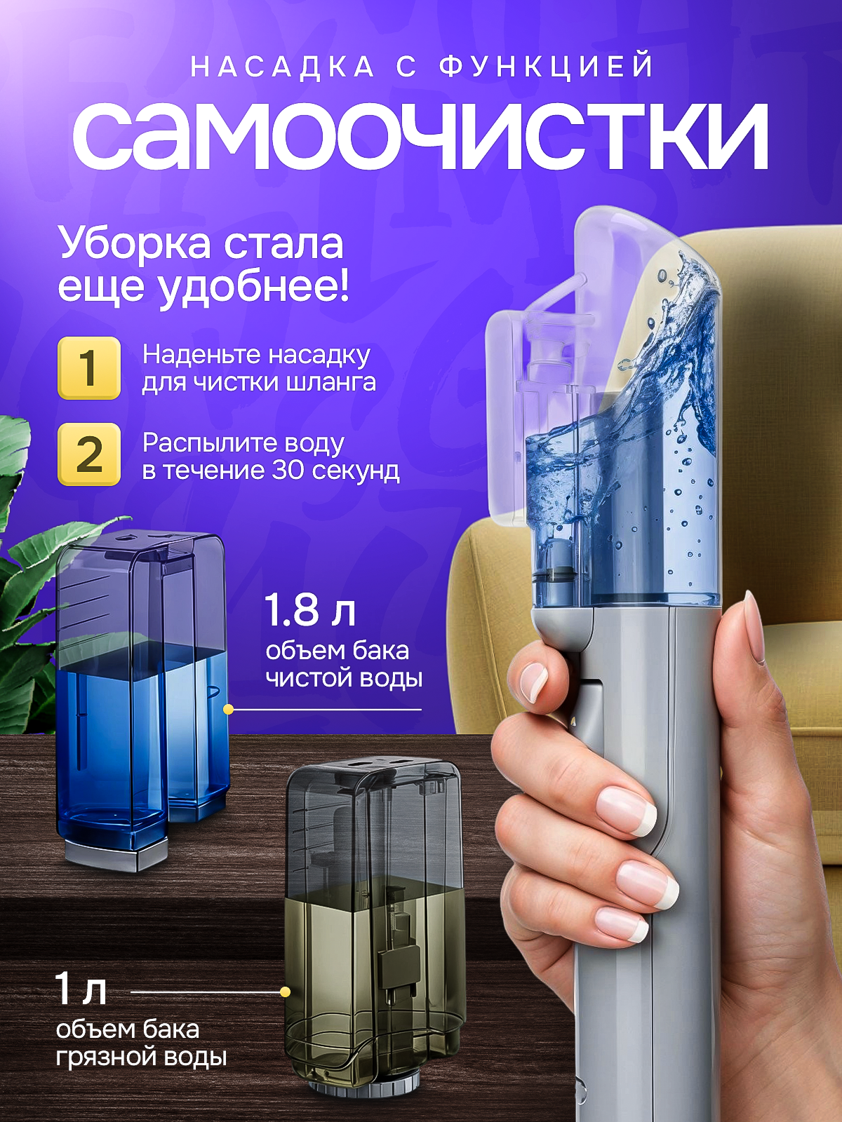 Моющий пылесос. Дизайн карточек для маркетплейсов