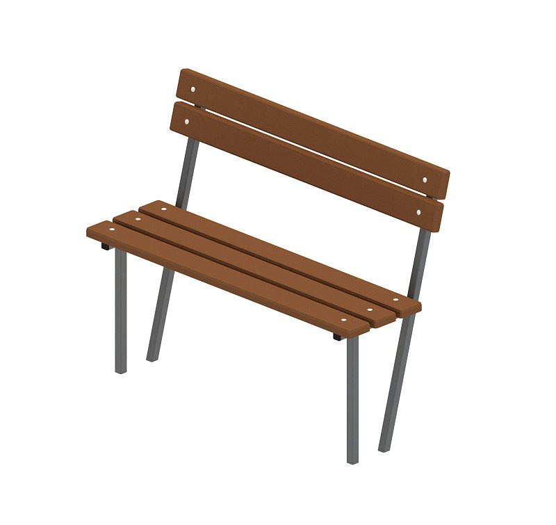 Скамья со спинкой - МФ 42.01.05-И1 Габариты (ШхДхВ): 1150x480x900 мм Зона безопасности, мм: 2150х1480 