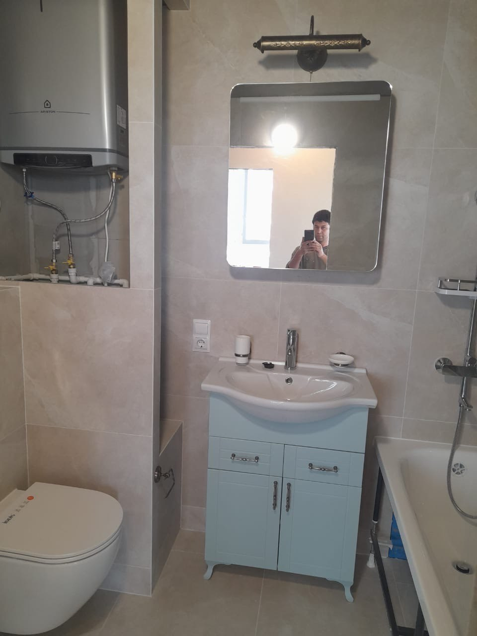 Ванная комната (ул. Михаила Миля д. 9). Ремонт санузла, туалета, ванной под ключ в Казани. Укладка плитки