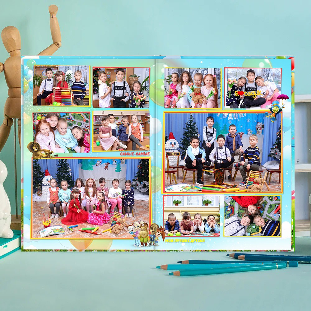 Выпускные альбомы в детский сад  3 разворота стандарт заказать Иваново Ярославле Костроме Владимире. Выпускные альбомы в Иваново в детский сад и школу. Александр и Светлана Янкины