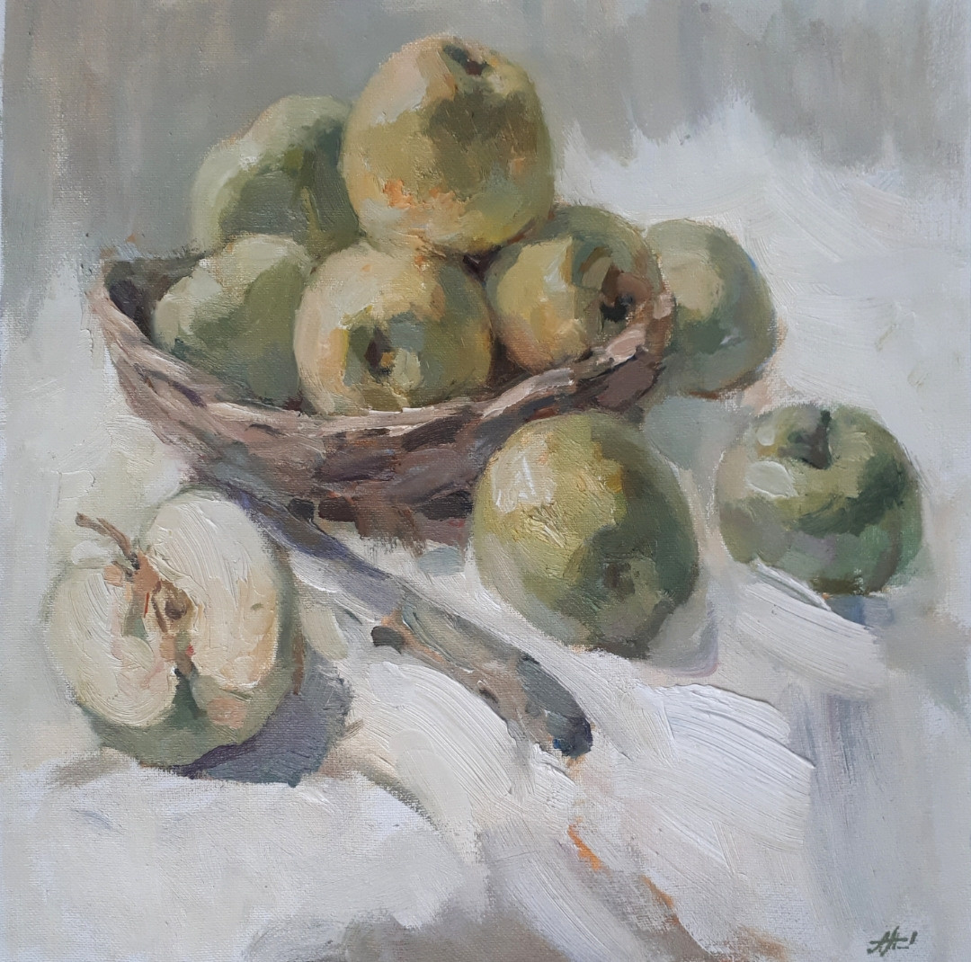 Натюрморт с яблоками. Художник Алексей Никольский