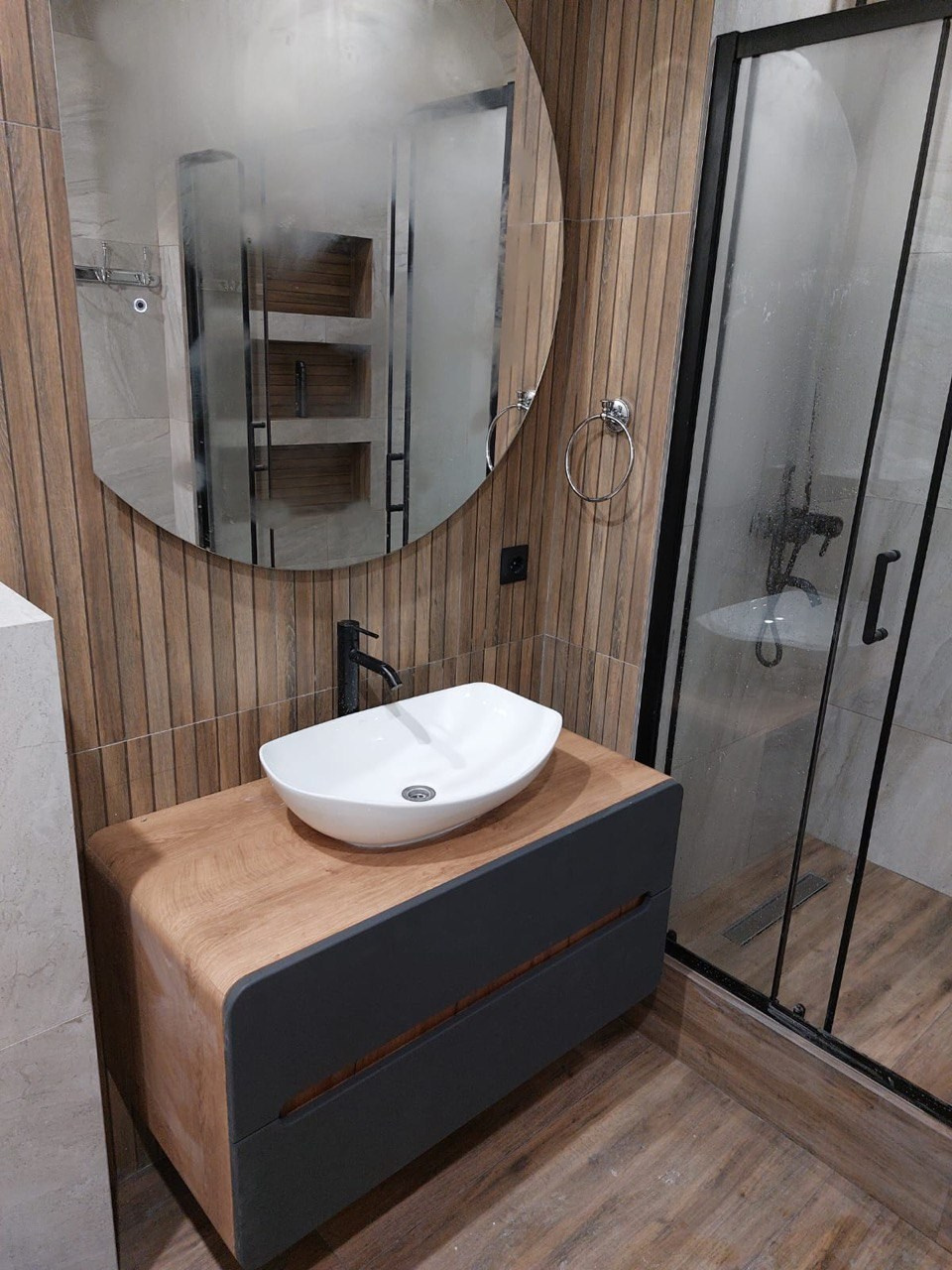 Ванная комната (Высокогорский р-н ТСН Семиозерские сады). Ремонт санузла, туалета, ванной под ключ в Казани. Укладка плитки