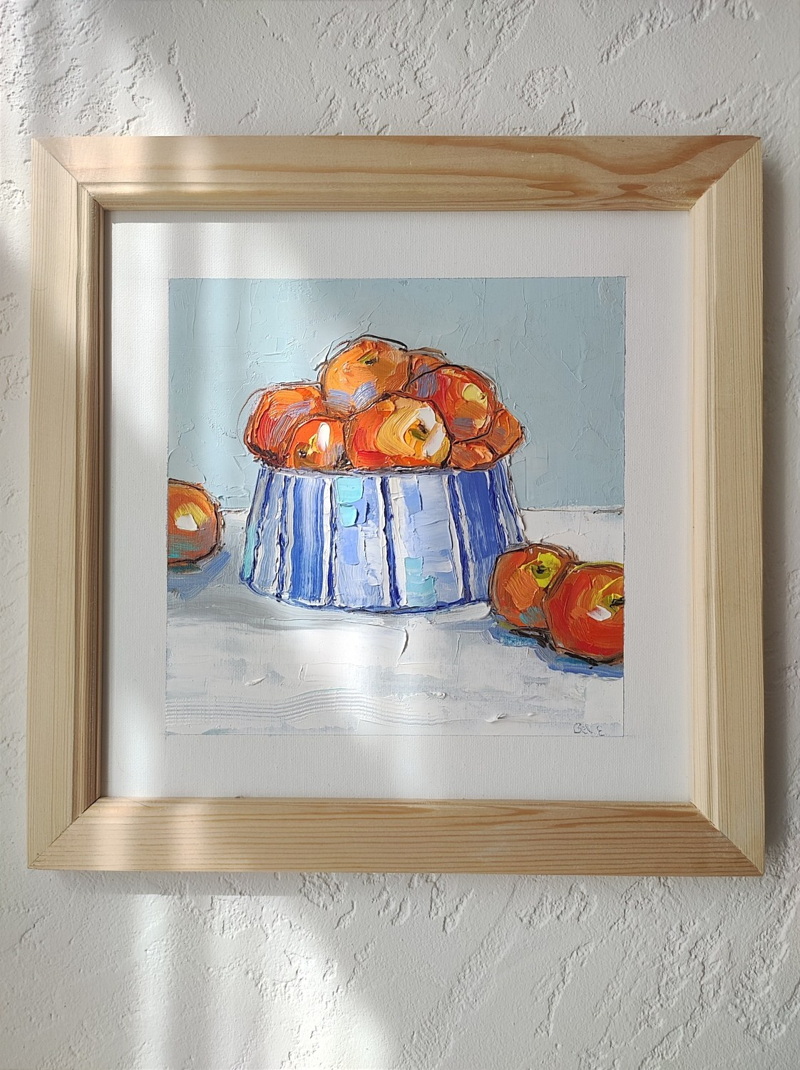 Картина маслом с яркими мандаринами, интерьерная декоративная живопись.