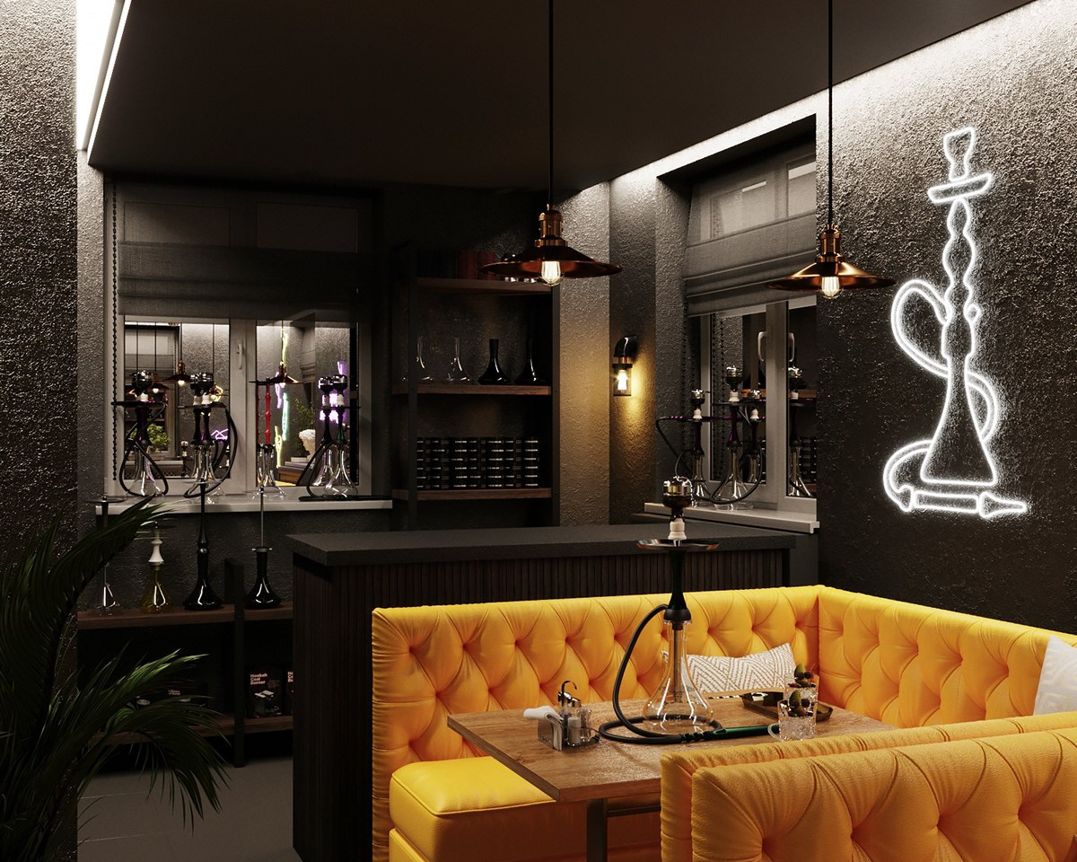 Дизайн и визуализация кальянной зоны 51 м². Заказать 3d визуализацию интерьеров — Дарья Веденёва