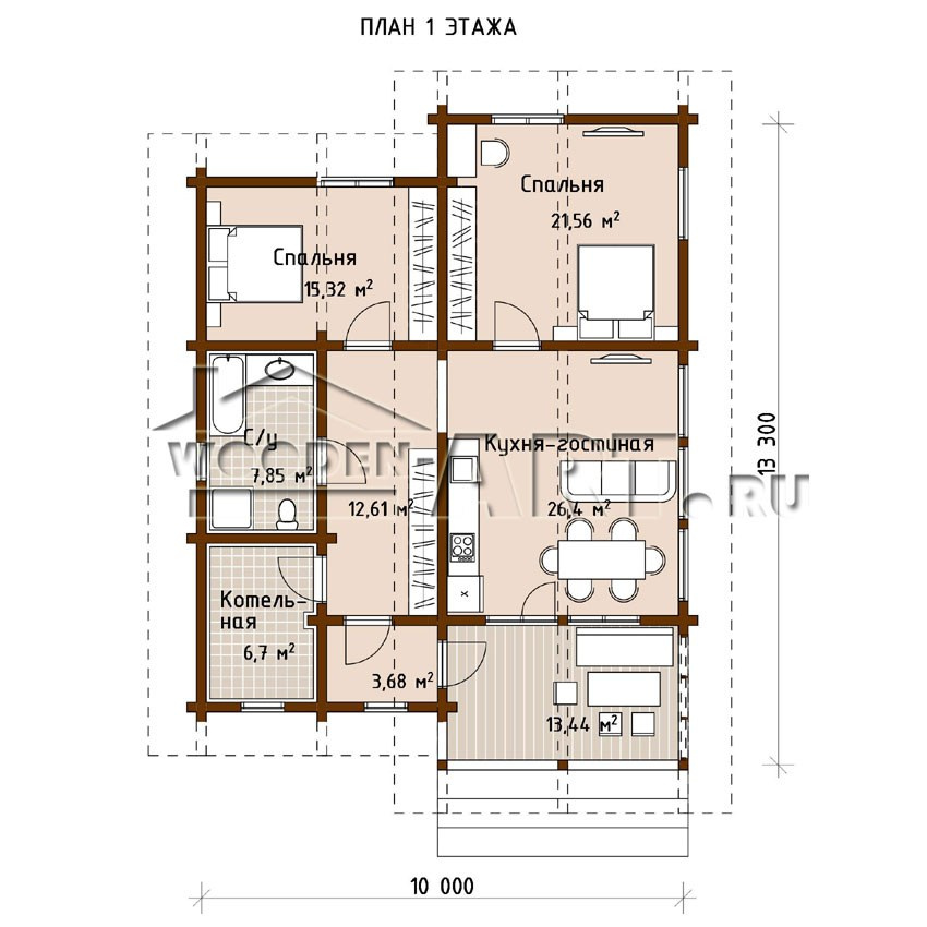 «Таруса» 121 кв. м. Проекты деревянных домов