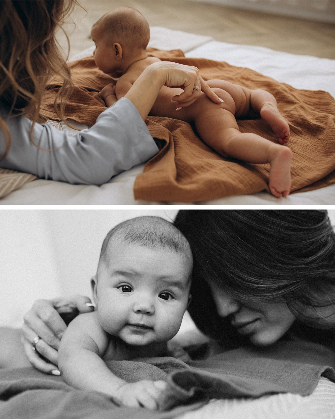 мама с младенцем очень нежная съёмка в студии Самара