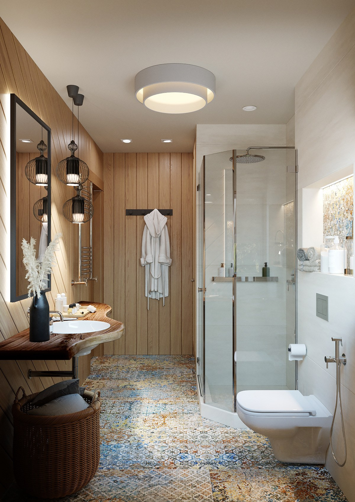 Визуализация санузлов в стиле «Рустик». Заказать 3d визуализацию интерьеров — Дарья Веденёва