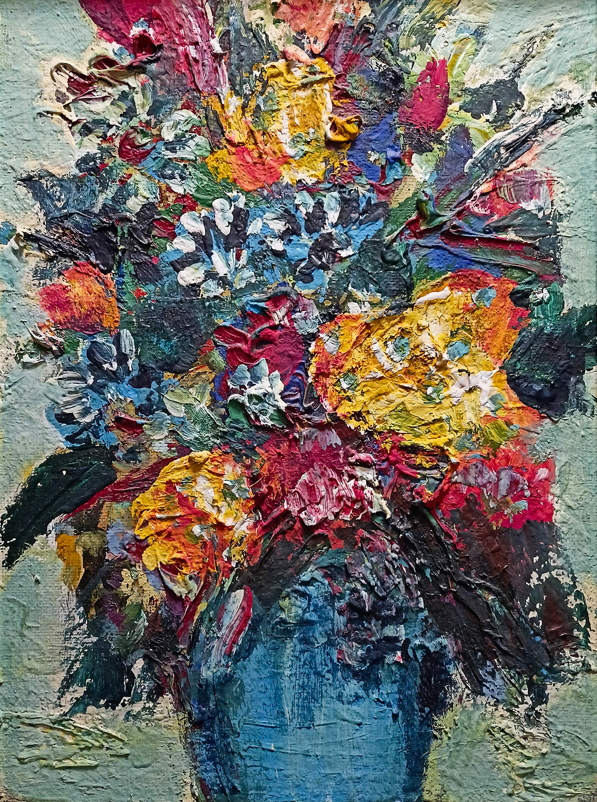 Осенние цветы. 2007г. Холст, лак, акрил. 40Х30см. Арт. CP-040