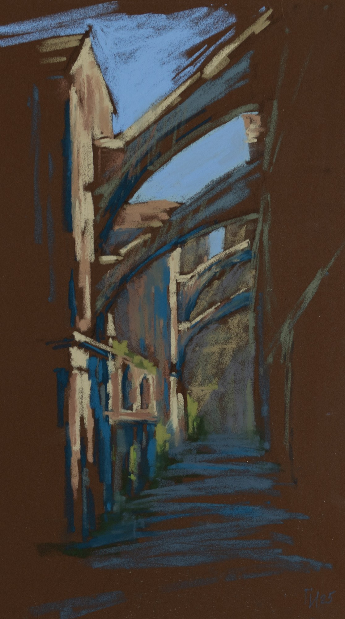 Франция, Аббатство. Пастель 23x39см