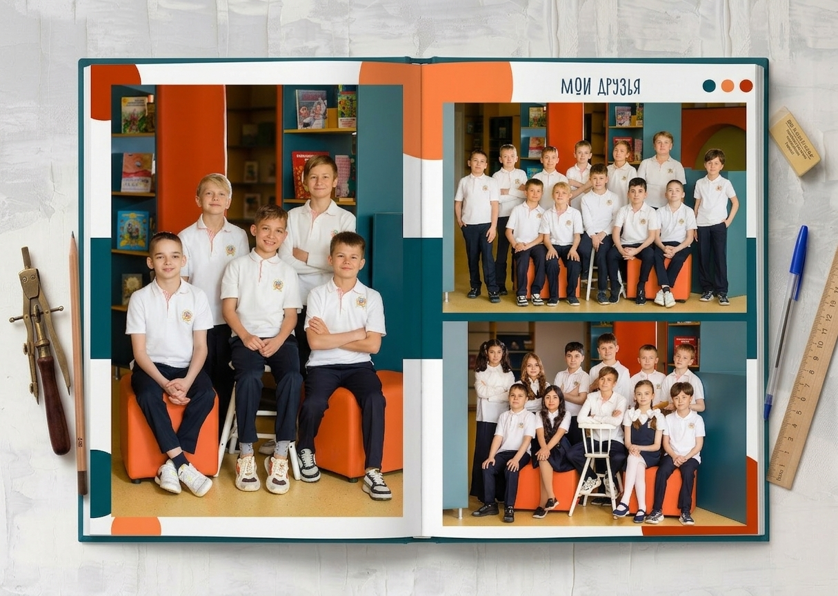 Групповые фотографии учеников 4 класса для выпускного альбома