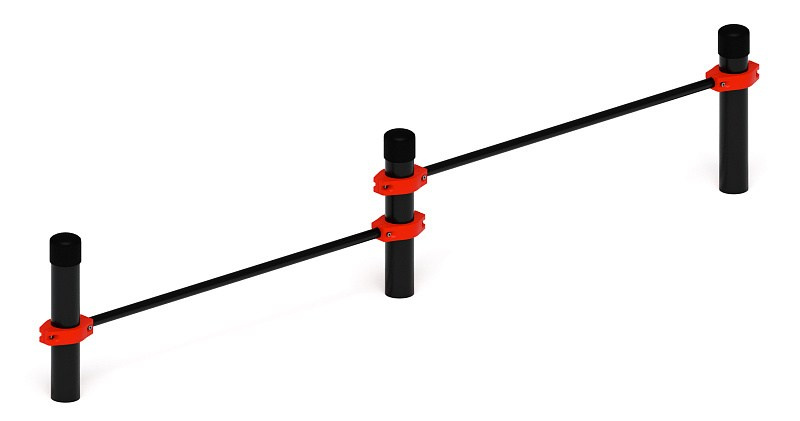 Воркаут 108 красный ВТ 12.06-01 Габариты (ШхДхВ):2880х140х500  Зона безопасности, мм:5880х3140 Возрастные ограничения от 14 лет, весом не более 100 кг