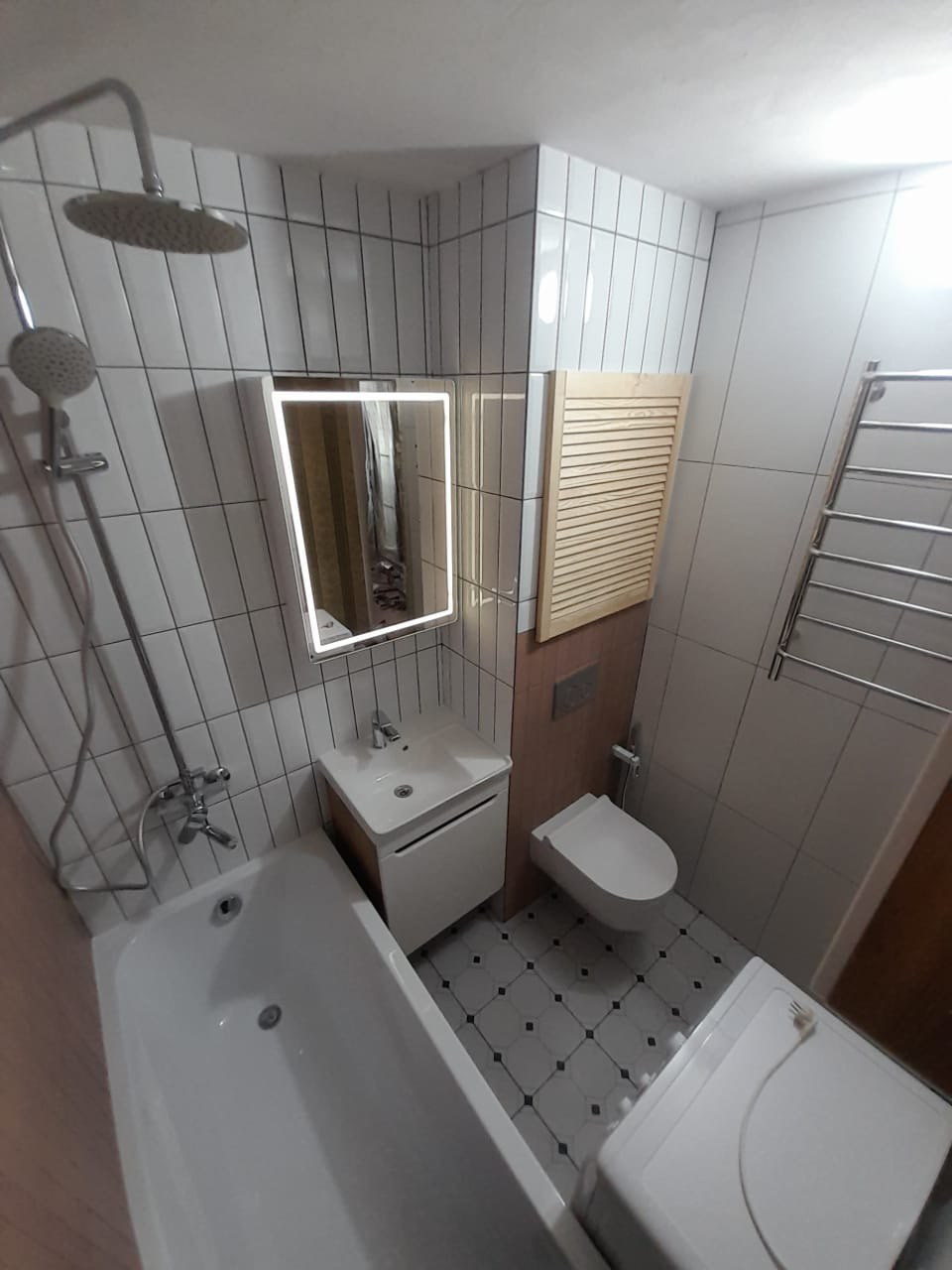 Ванная комната (ул. Минская д. 28). Ремонт санузла, туалета, ванной под ключ в Казани. Укладка плитки