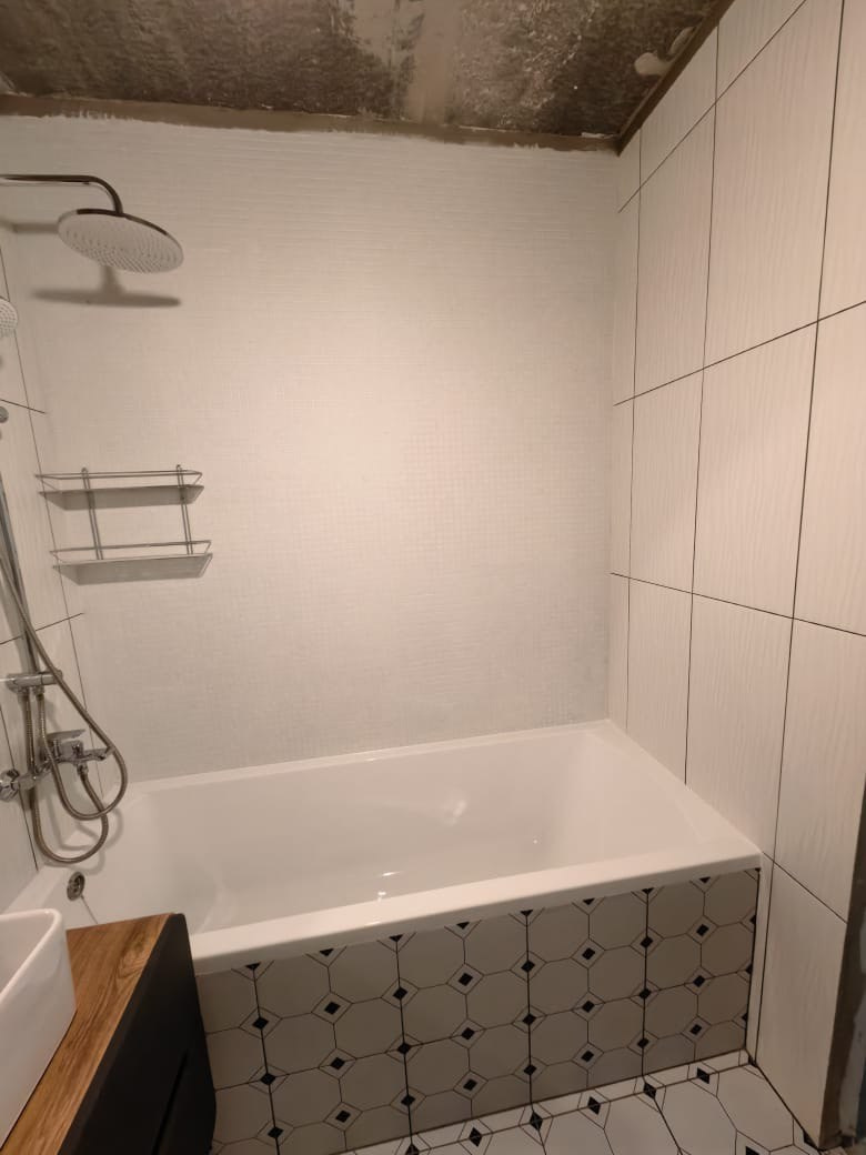 Ванная комната (ул. Серова д. 41а). Ремонт санузла, туалета, ванной под ключ в Казани. Укладка плитки