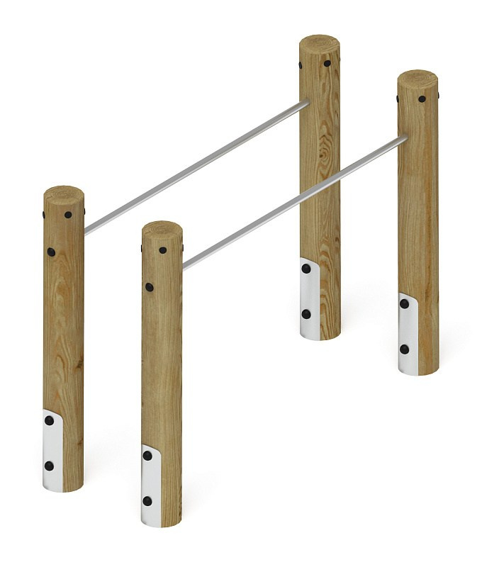 Брусья (лиственница орех) СО 2.50.10-Л.И1.02 Габариты (ШхДхВ): 1970х730х1450 Зона безопасности, мм: 4970х3730 Возрастные ограничения от 12 лет