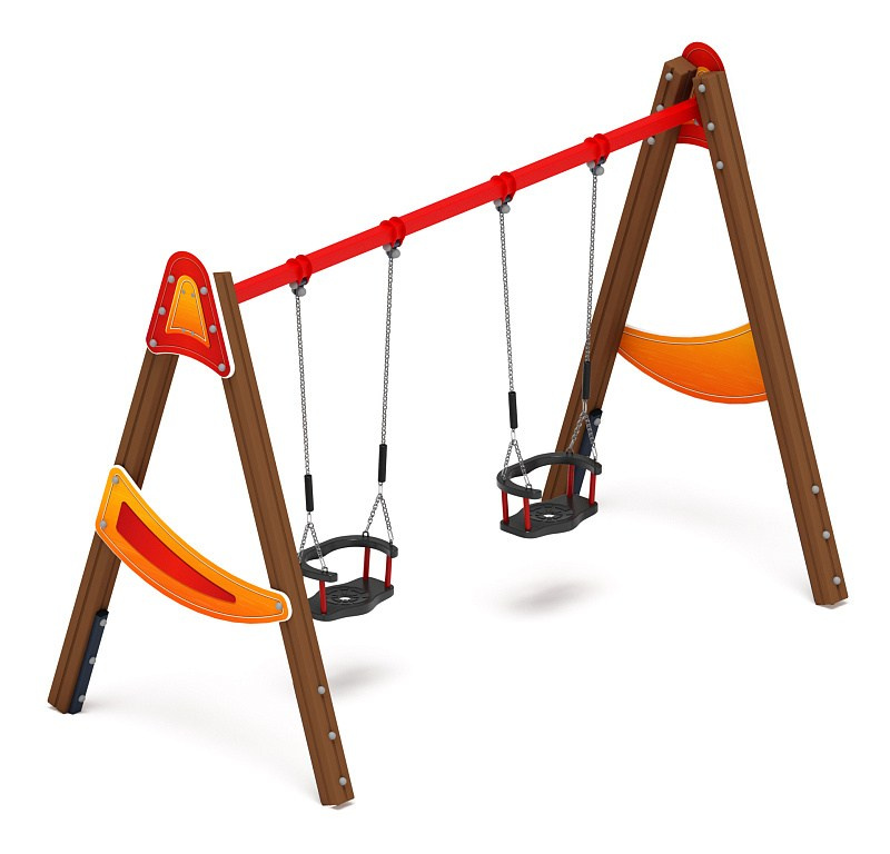 Качели двойные Д2 - ИО 12.Д.01.01.01-И1 - (Счастливое детство) Габариты (ШхДхВ): 3050x1600x2230 Зона безопасности, мм: 3050х6950 Возрастные ограничения от 3 лет, весом не более 70 кг