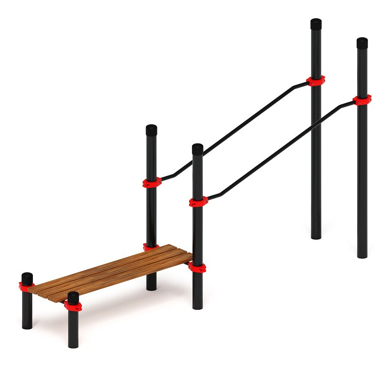 Воркаут ЛОВ 108 красный ВТ 102.24-01 Габариты (ШхДхВ):3430х760х2000 Зона безопасности, мм:6430х3760