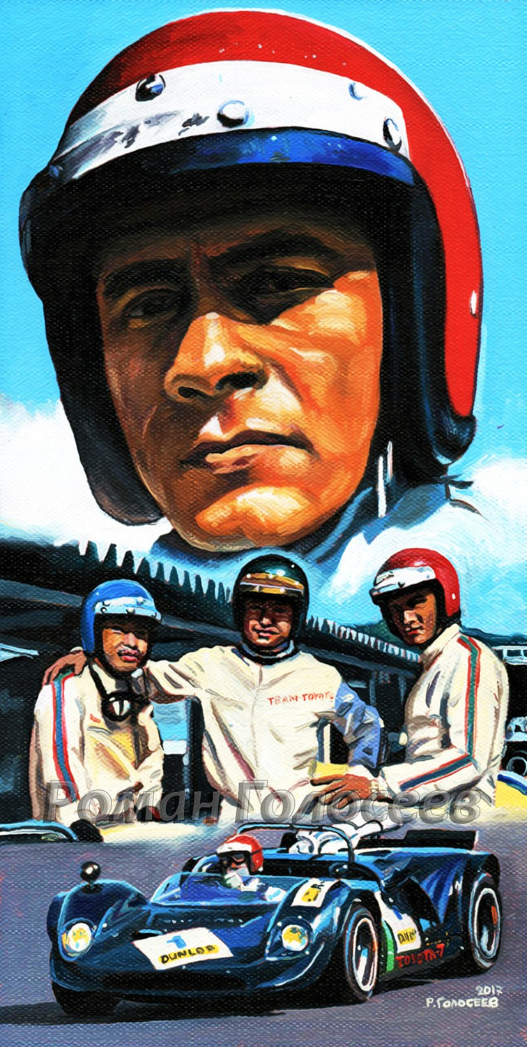 "Команда Тойоты, Сатио Фукузава", 29х15, картон, масло, 23.12.2017