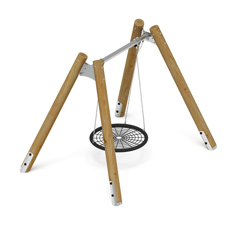 Качели Гнездо (Лиственница орех) ИО 11.Р.05.01-Л.И1.02 Габариты (ШхДхВ): 3100х2250х2470 Зона безопасности, мм: 3100х7500 Возрастные ограничения от 3 лет