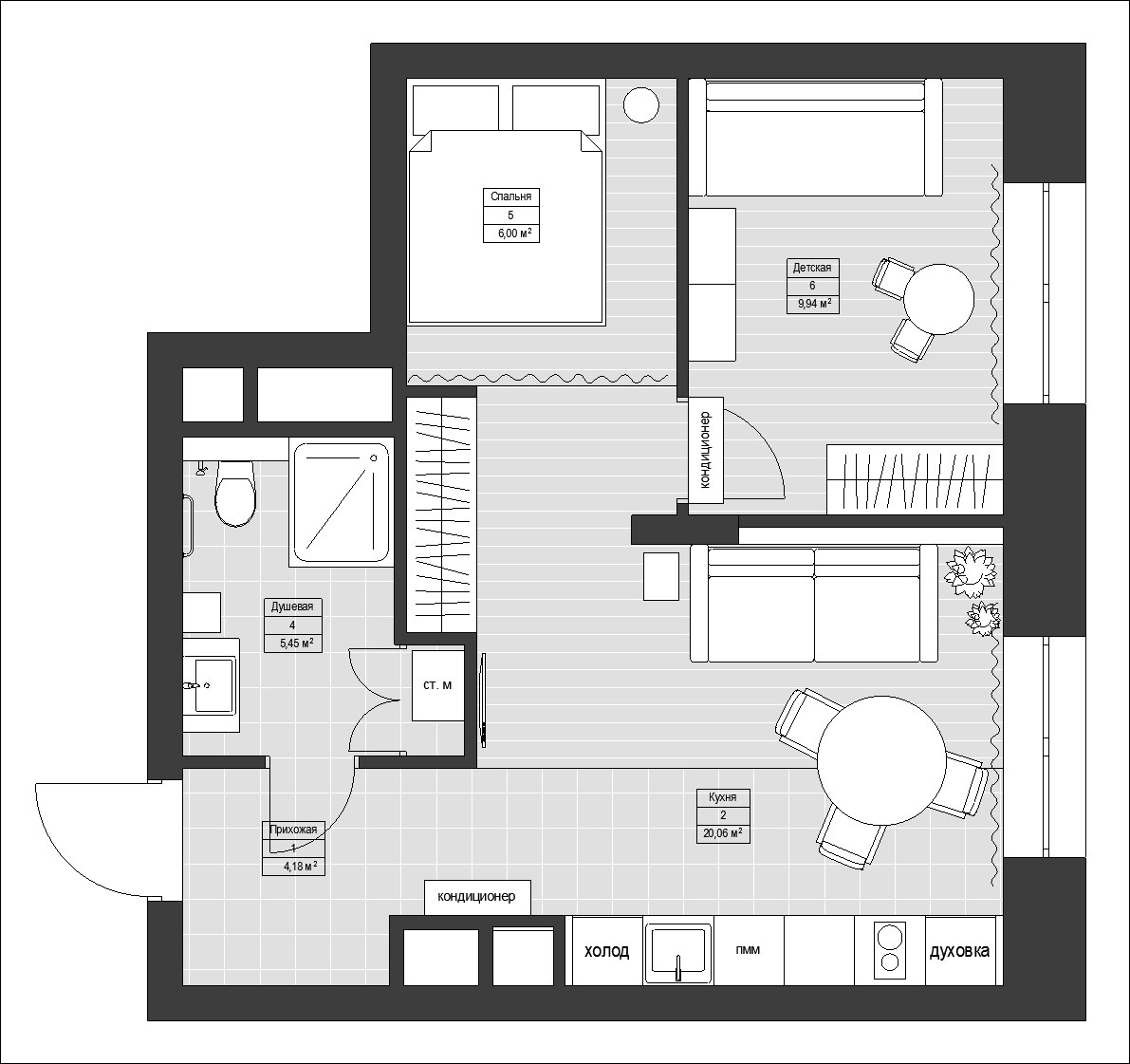 ЖК ЗИЛАРТ. 1-к квартира. 47 м². Авторский дизайн интерьера