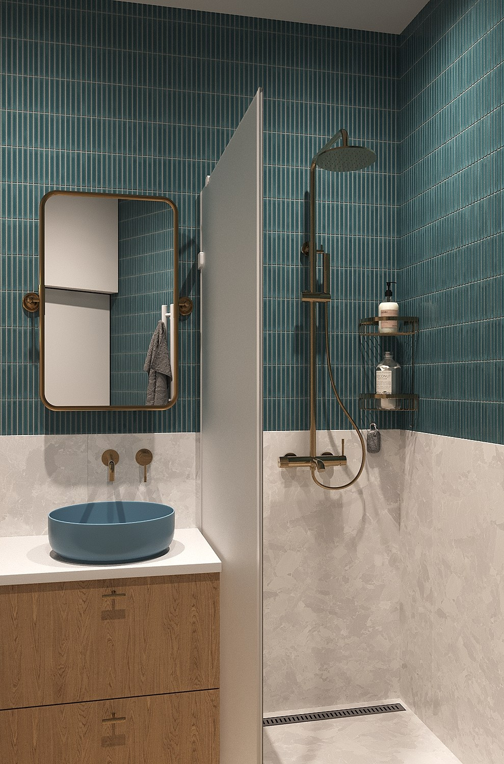 Ванная комната с цветными акцентами. Дизайнер интерьера в Москве Ирина Собыленская