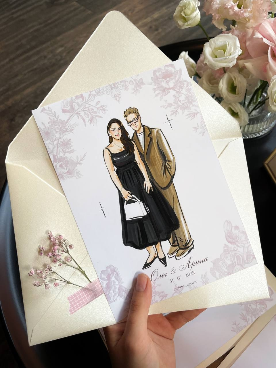 Скетчи  гостей на свадьбах, днях рождениях, праздниках в полный рост. Eventiss art agency| Художники и арт-услуги на мероприятие Москва и МО