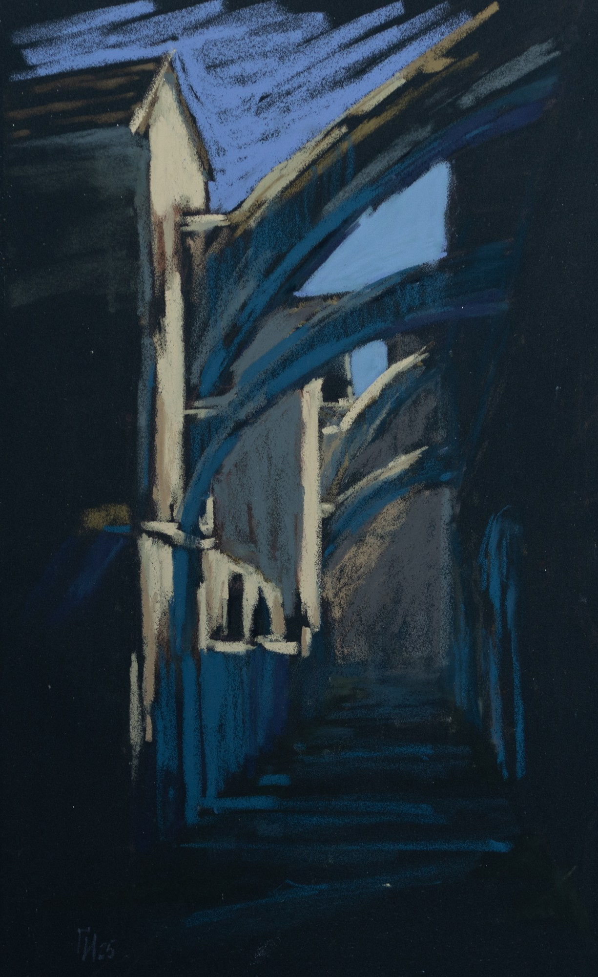 Франция, Аббатство. Пастель 24x39см