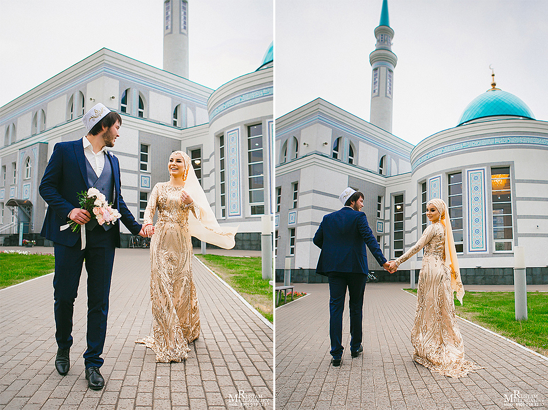 Никах в мечети Ярдэм, платье на никах, букет на никах, повязывание платка