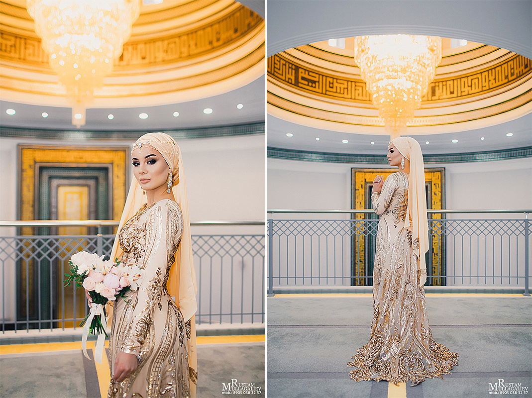 Никах в мечети Ярдэм, платье на никах, букет на никах, повязывание платка