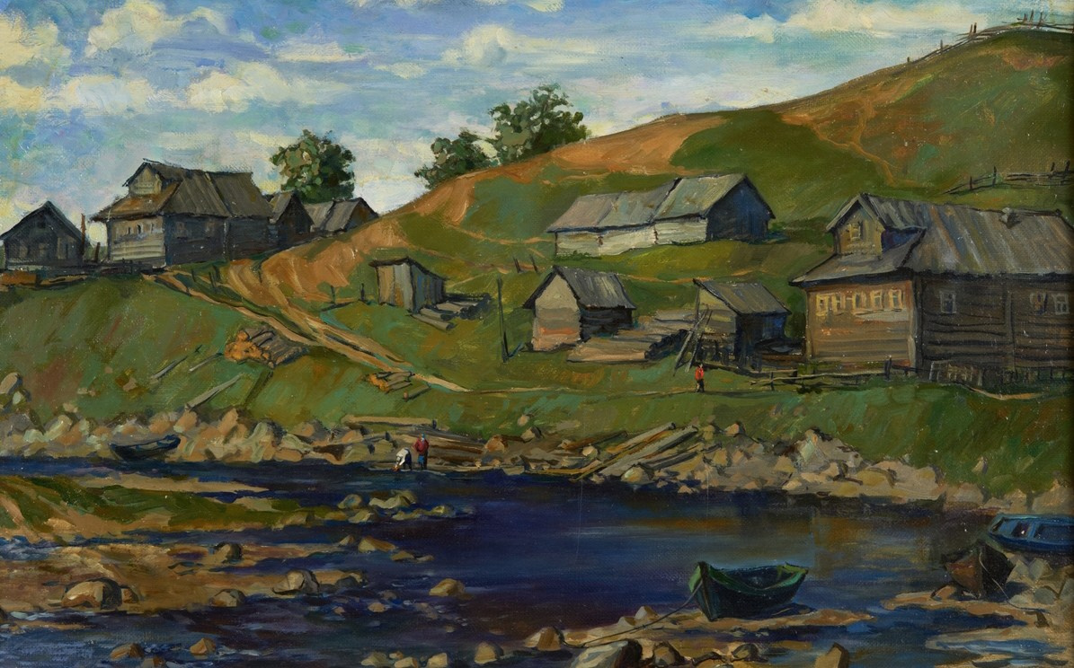 Поморский поселок. Холст, масло