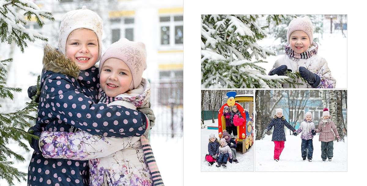 Разворот с зимней уличной съёмкой в детском саду