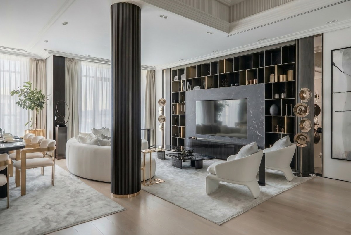 Реализованный интерьер пентхауса 500 м²
