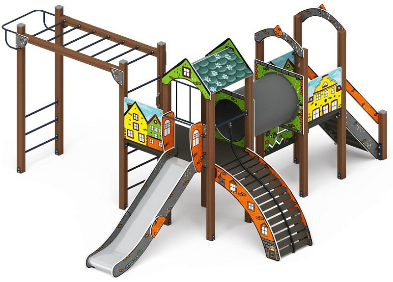Рада (Город) - ДИК 2.01.2.08-21 - Игровой комплекс H=1200                                                                                                                  Габариты (ШхДхВ): 6260x5730x3000                                                                                                                                                                       Зона безопасности, мм: 9760х8730                                                                                                                                                                 Скат горки: H=1200 (металлический скат)