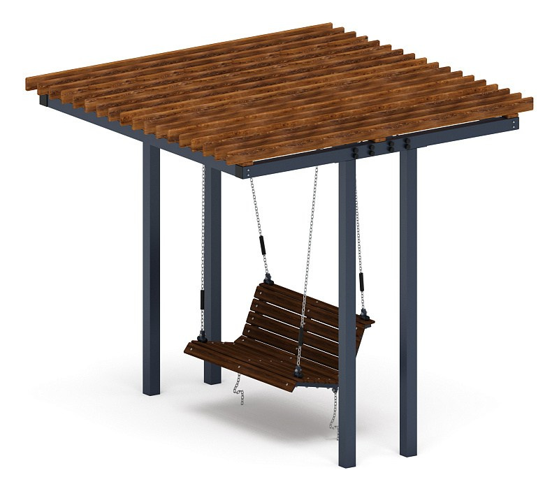 Пергола с качелями (прямая) - МФ 78.04.01-01.И1 /без поликарбоната/ Габариты (ШхДхВ): 3000x2840x2800 мм Зона безопасности, мм: 8200х3840