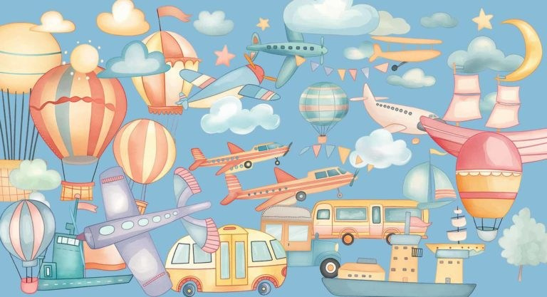 № 1261 Трюмо для детского сада «Голубое небо»