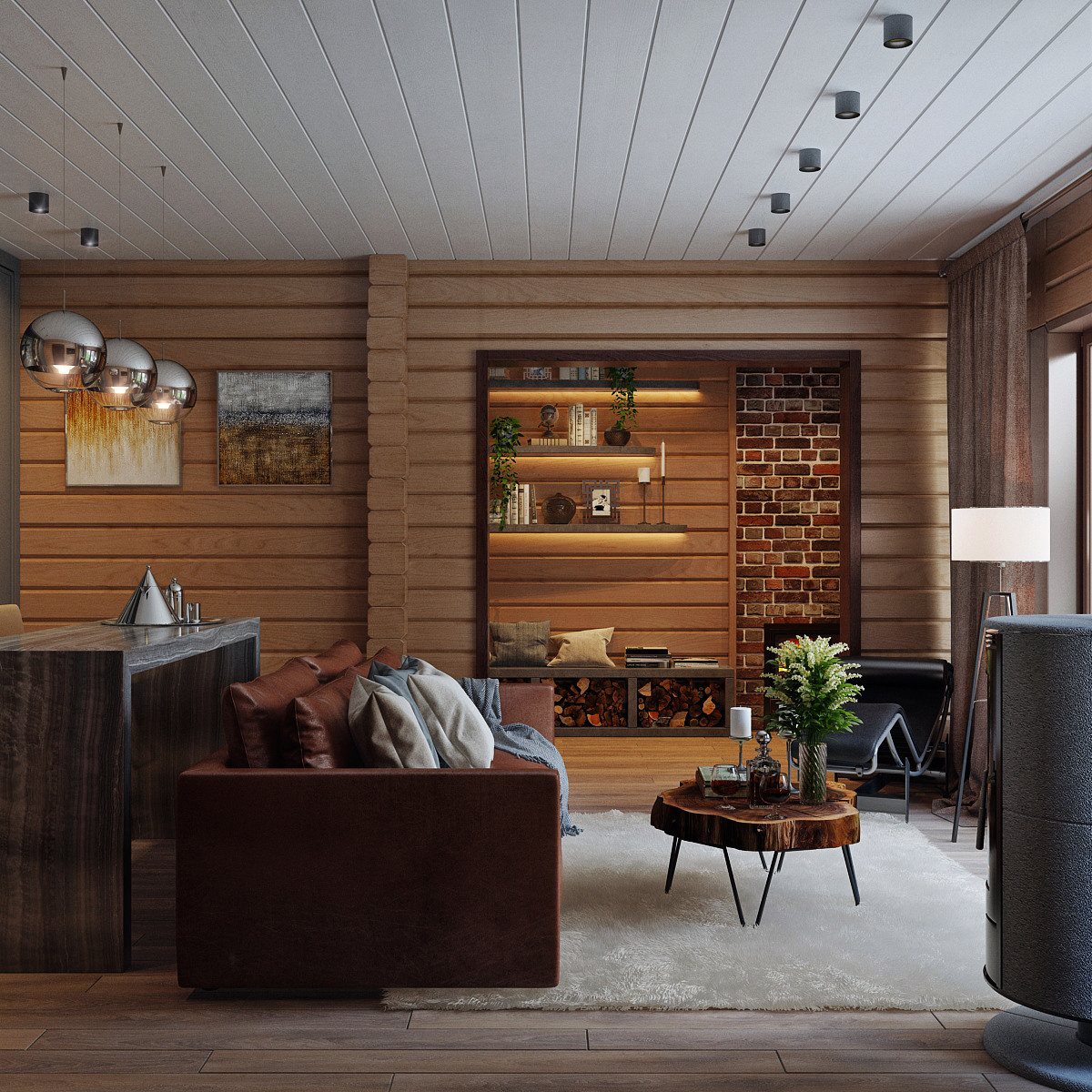 Дизайн интерьеров дома в поселке Княжье озеро. Дизайн интерьера деревянных домов