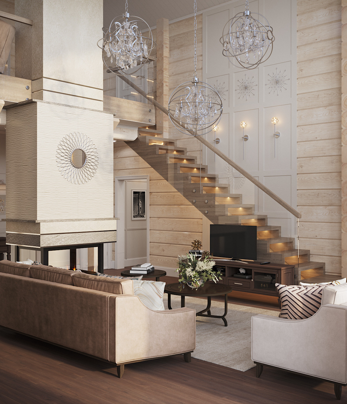 Современный интерьер дома из бруса. Дизайн интерьера деревянных домов