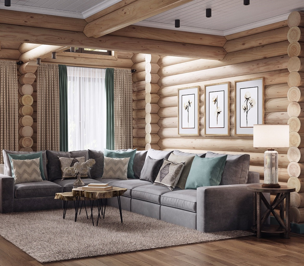 Экономичный дизайн-проект дома из оцилиндрованного бревна. Дизайн интерьера деревянных домов