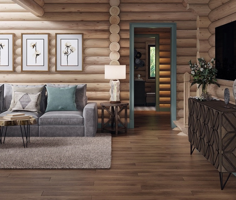 Экономичный дизайн-проект дома из оцилиндрованного бревна. Дизайн интерьера деревянных домов