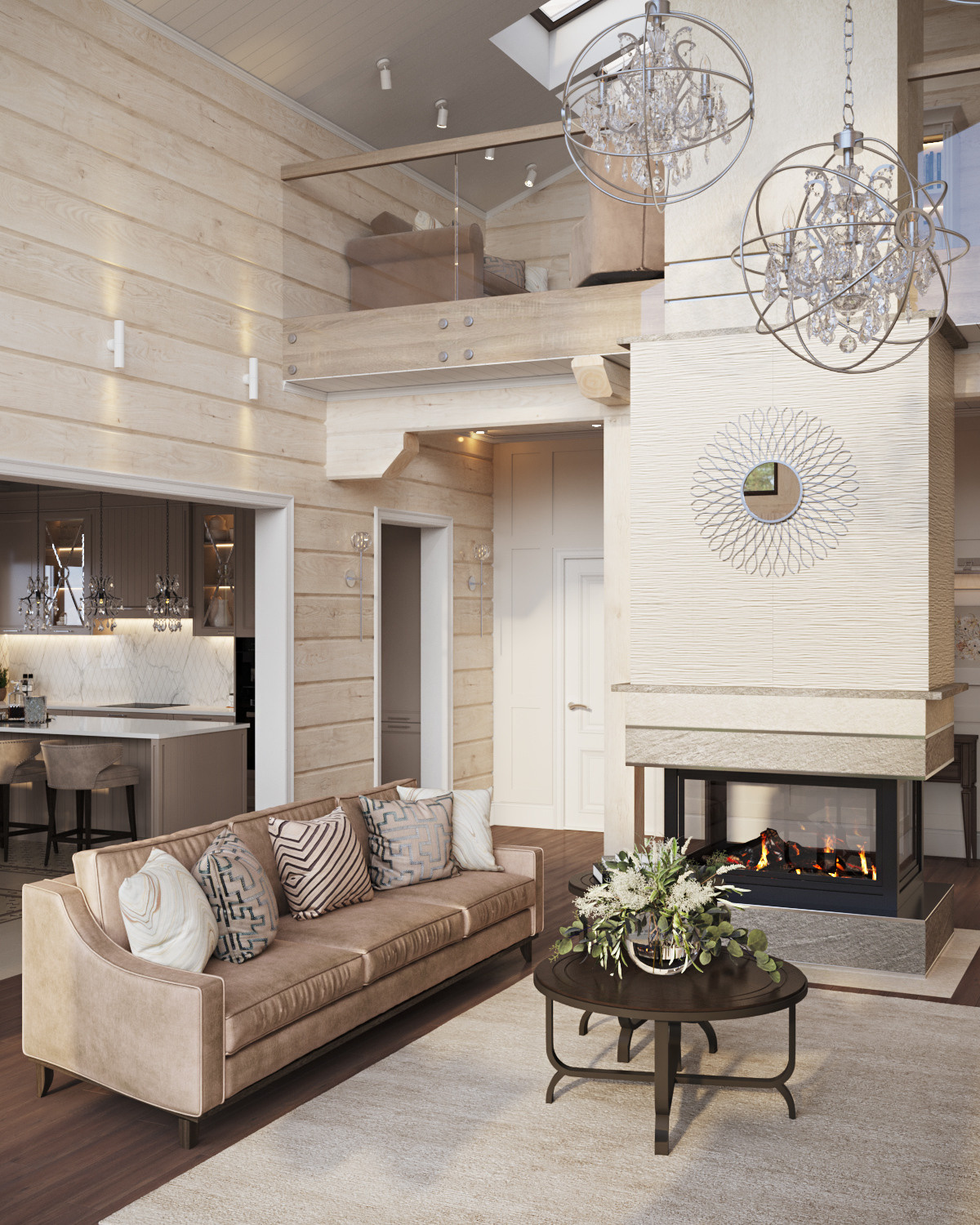 Современный интерьер дома из бруса. Дизайн интерьера деревянных домов