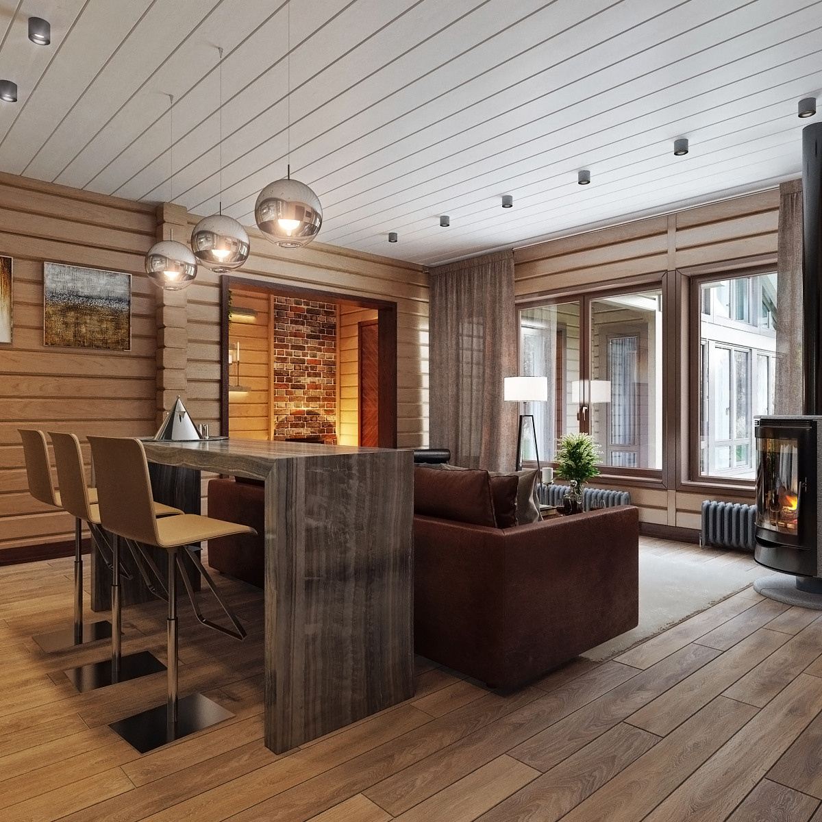 Дизайн интерьеров дома в поселке Княжье озеро. Дизайн интерьера деревянных домов