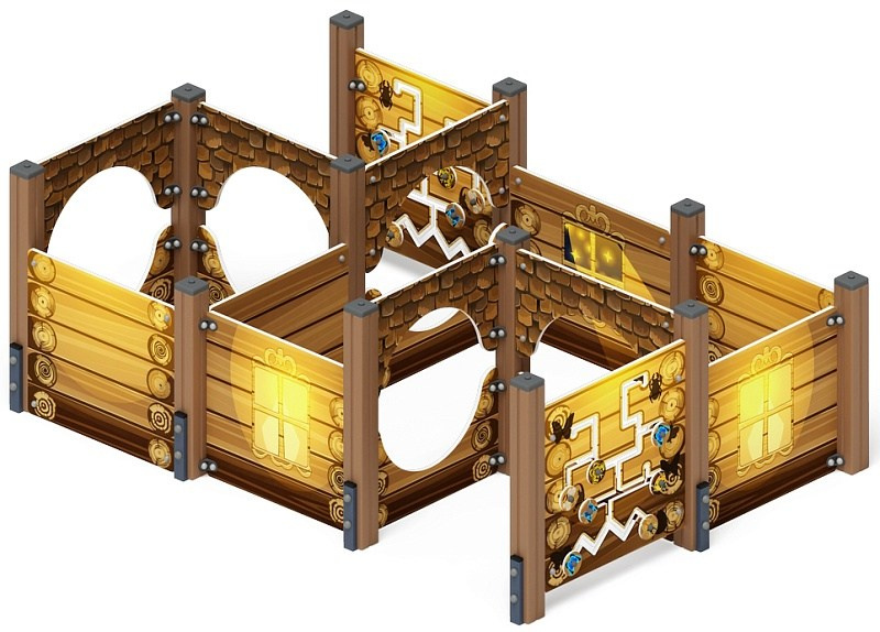 Лабиринт Кубик 3 (эко) МФ 20.01.03-02 Габариты (ШхДхВ): 2840х1940х1000 Зона безопасности, мм: 4840х3940