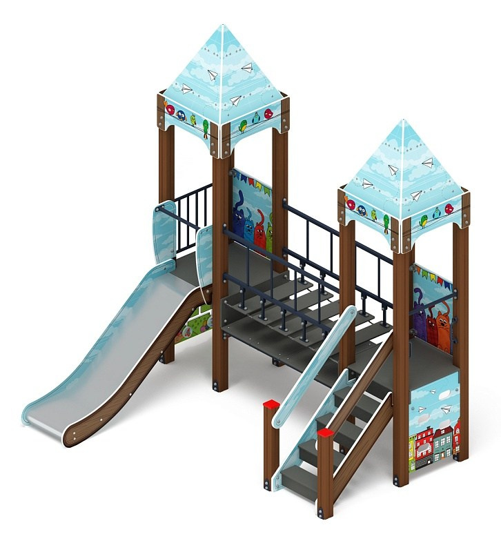 Королевство (Коты) - ДИК 1.15.07-21 - Игровой комплекс H=900                                                                                                              Габариты (ШхДхВ): 3100х2480х2650                                                                                                                                                                       Зона безопасности, мм: 6100х5980                                                                                                                                                                          Скат горки: H=900 (металлический скат)