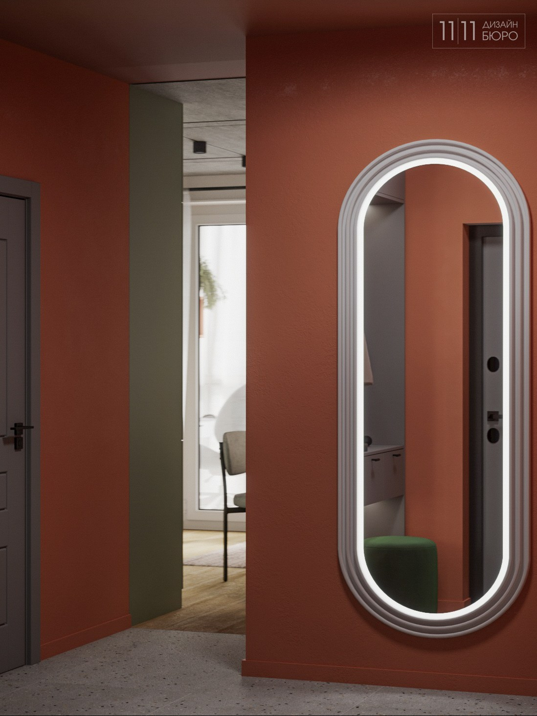 «Спокойная эклектика» — проект небольшой квартиры с яркой прихожей. Дизайн-бюро 11/11, дизайн интерьера с индивидуальным подходом во Владивостоке