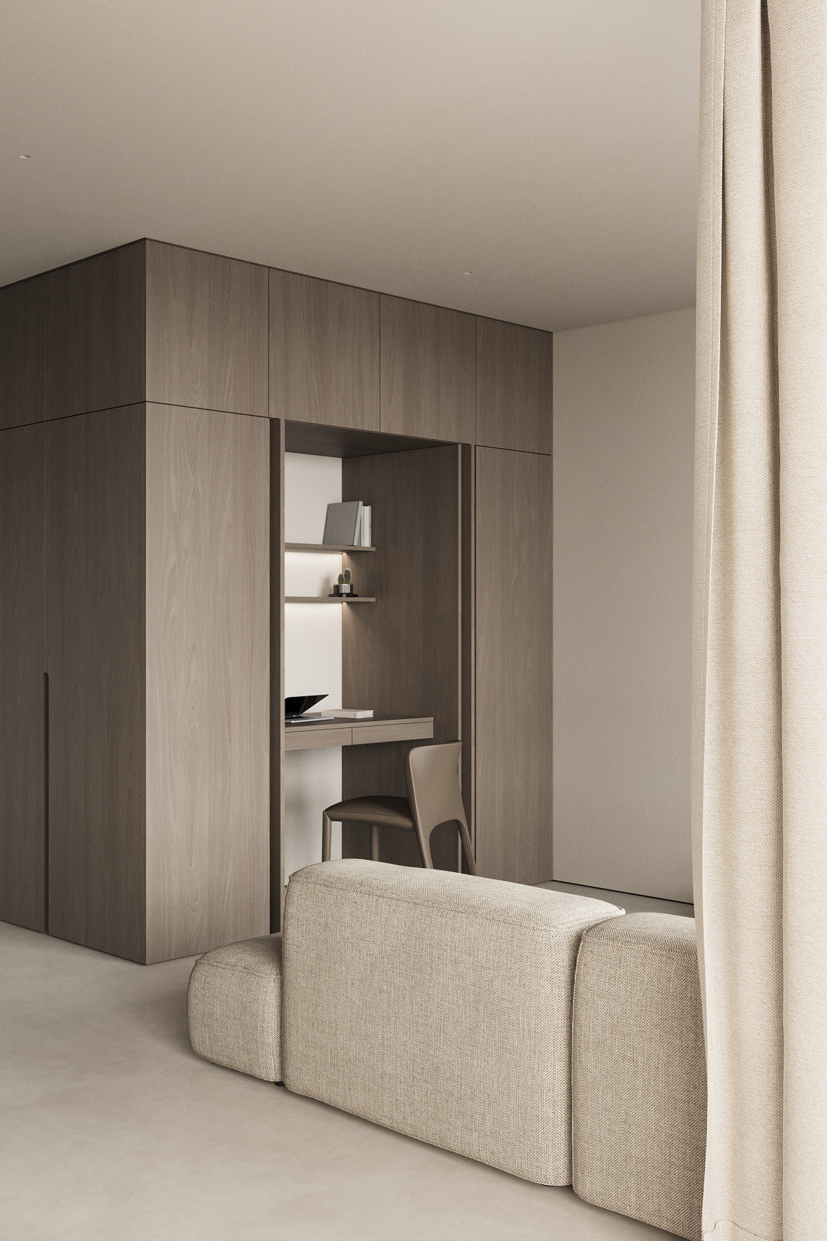 Современная гостиная в стиле джапанди минимализм