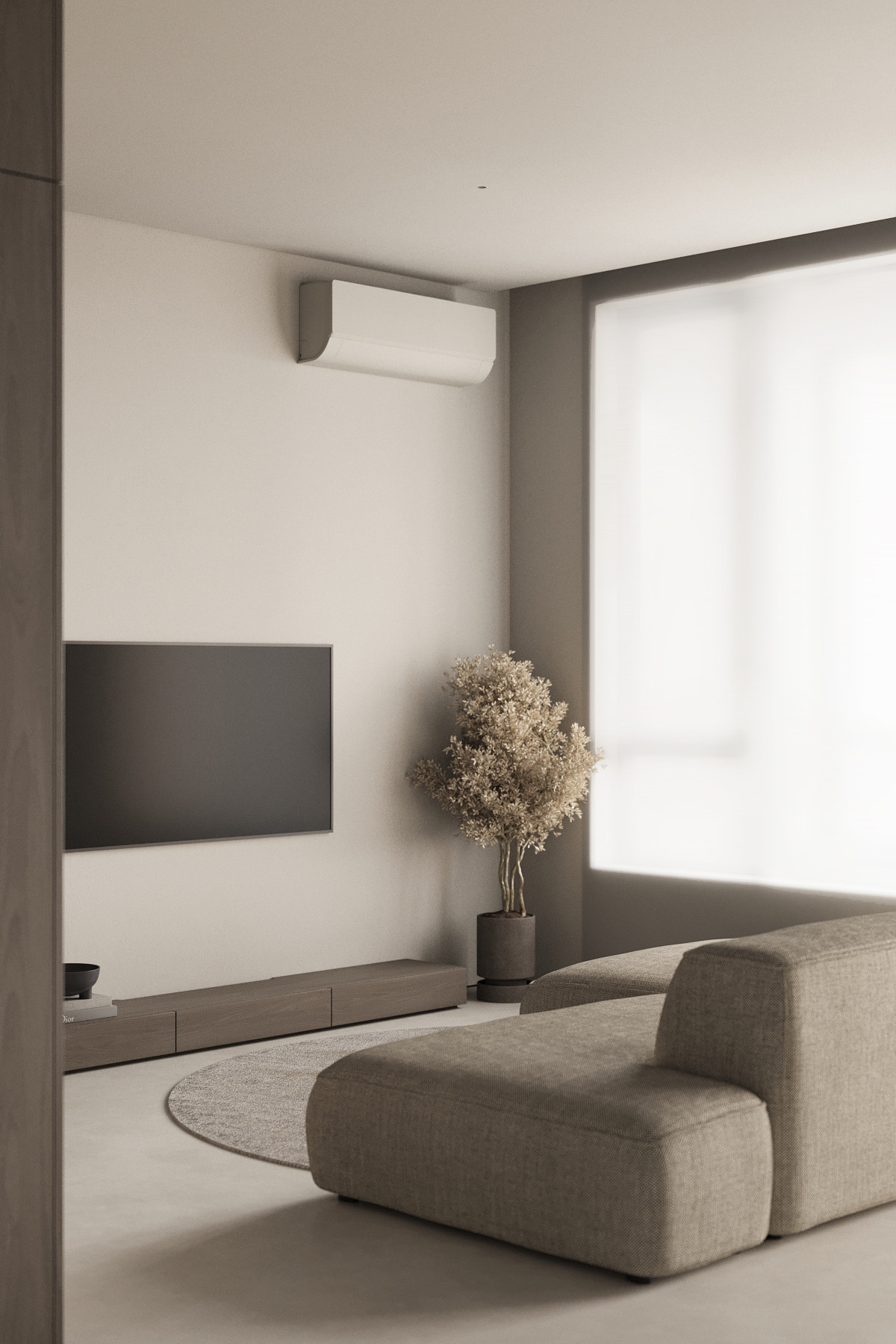 Современная гостиная в стиле джапанди минимализм