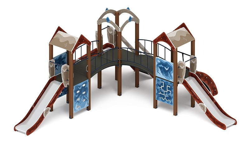 Городок (Алтай) - ДИК 2.01.3.03-34 - Игровой комплекс H=1200                                                                                                            Габариты (ШхДхВ): 6920x7700x3000                                                                                                                                                                     Зона безопасности, мм: 10420х11700                                                                                                                                                                                 Скат горки: H=1200 (металлический скат)